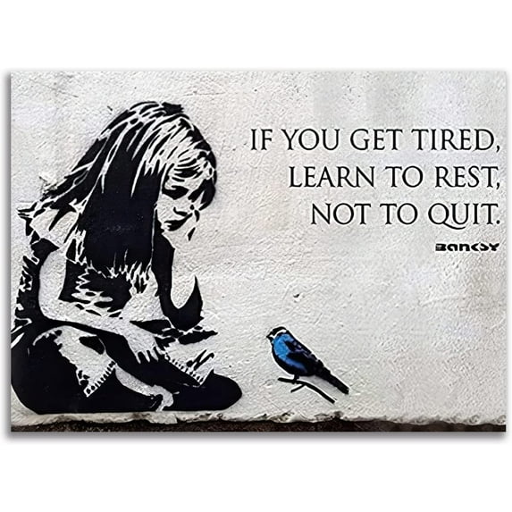 Banksy Canvas Wall Art Girl with Blue Bird Street Graffiti Prints Picture for Living Room Bedroom Home Office Decor Modern Banksy Artwork - Unframed (banksy 6,12x16inch/30x40cm)