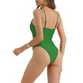 thumbnail image 3 of INSPIRE CHIC Monokini de una pieza para mujer con tirantes ajustables, parte inferior triangular, trajes de baño bikini, talla X-Large, color verde, 3 of 5