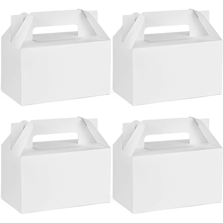 SONGAU 12 Pack White Party Favor Treat Boxes, Gable Gift Boxes with Handles for Birthday, Wedding, Baby Shower