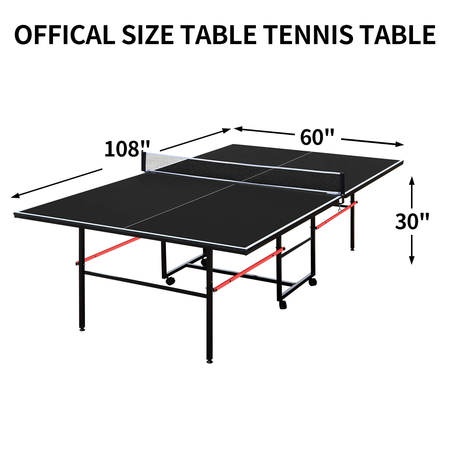 KL KLB Sport 9ft Midsize Table Tennis Table, Foldable Ping Pong Table sets, Indoor with Net, 2 Table Tennis Paddles and 3 Balls