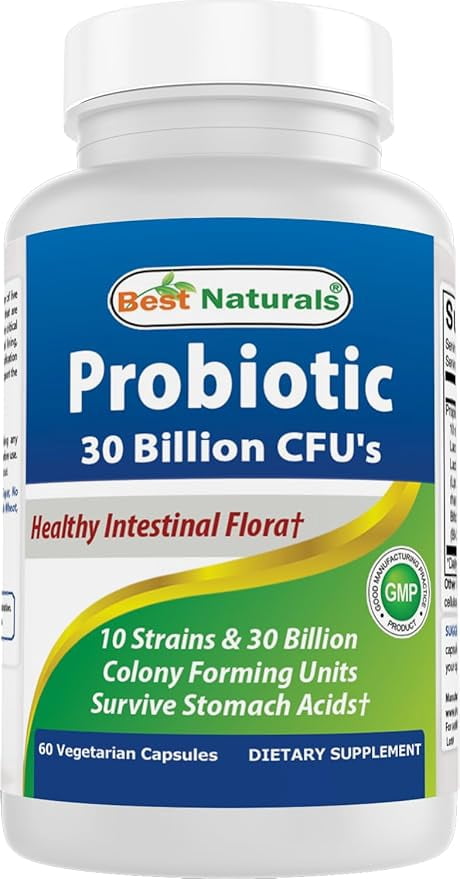 (2 pack) Best Naturals Probiotic 10 Strains & 30 Billion CFU Intestinal Flora 60 Vegetarian Capsules | Shelf Stable probiotic