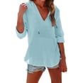 thumbnail image 2 of Linen Hoodie Women Beach Jacket for Women Women's Beach Tunics and Cover-up Tops Summer Hoodies for Women Sun Cover up for Women Beachy Shirts for Women Gauze Coverups for Women,Light Blue,3XL, 2 of 8