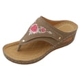 thumbnail image 4 of Pandaie Orthopedic Sandals for Women 2026 Summer Slip on Beach Flip Flops Arch Support Flower Dressy Wedge Casual Boho Slippers Brown Size 8, 4 of 5