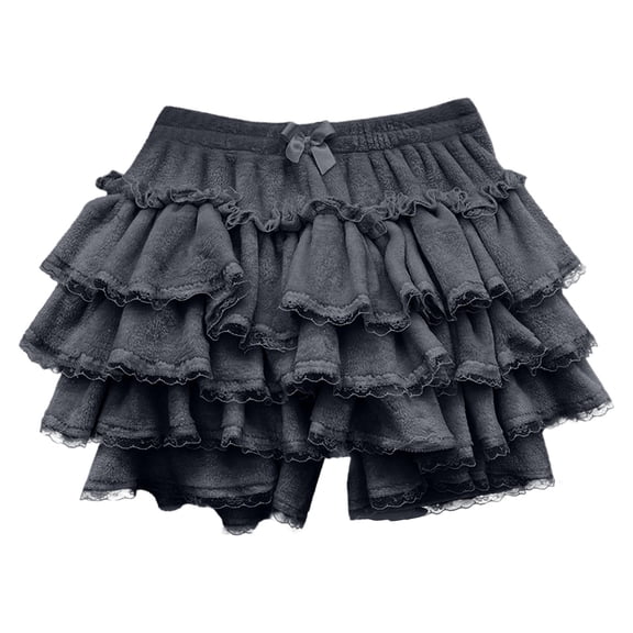 Gbsyewxs Womens Shorts High Elastic Waist Solid Color Layered Ruffle Skort Elegant Summer Shorts For Women Black