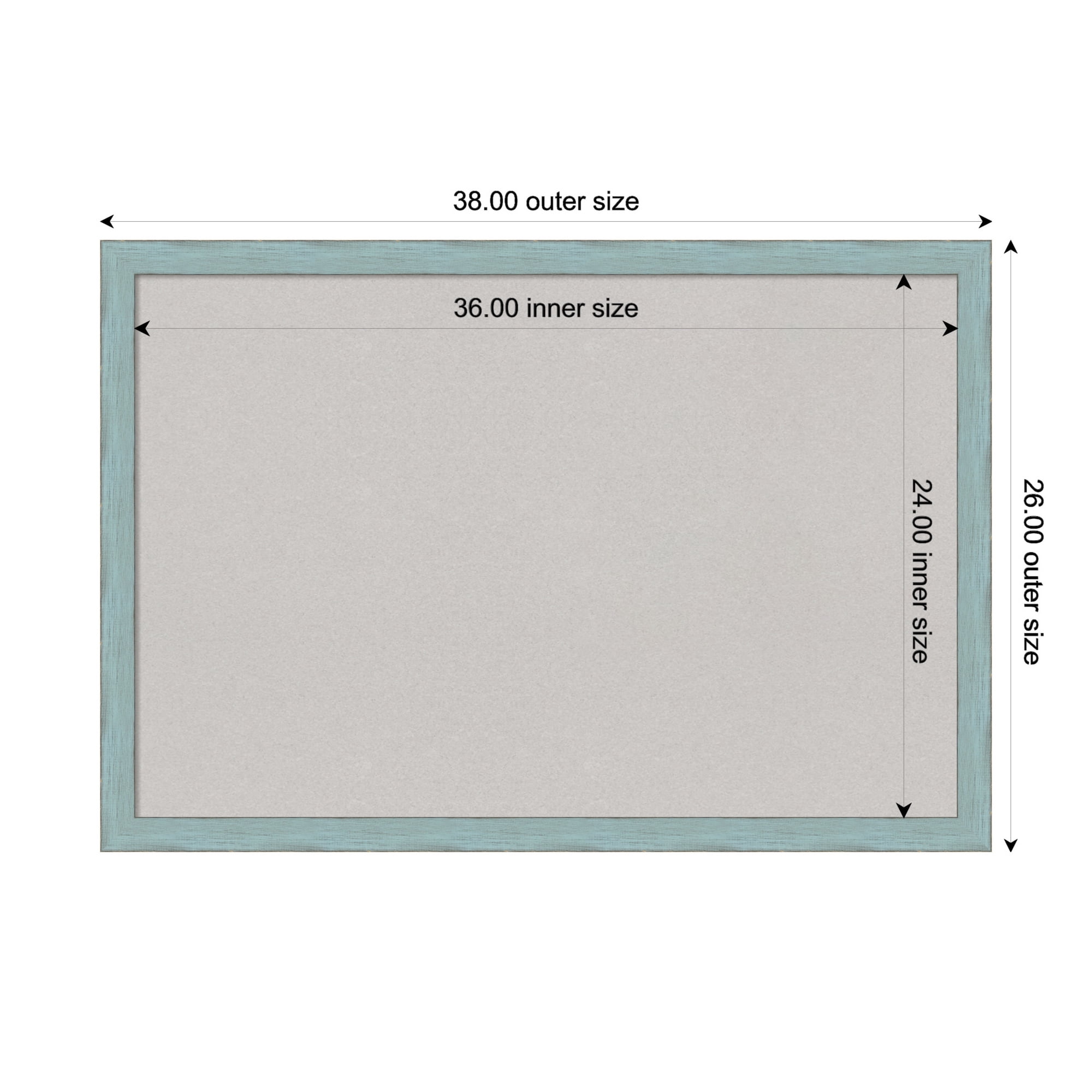 Amanti Art Grey Cork Board Wood Framed Sky Blue Rustic Bulletin Board 38 in. x 26 in.