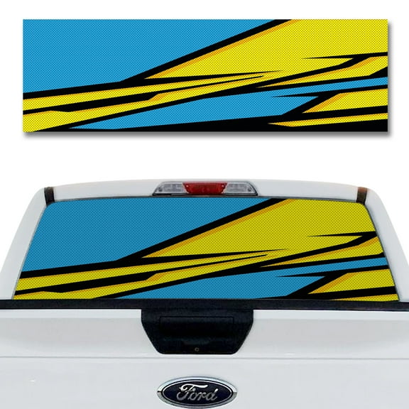 Rear Window Decal for Trucks – Sky Plates 65 x 20 Inches, Weatherproof Perforated Vinyl See-Through Graphic, Fits Most Pickup Trucks & SUVs