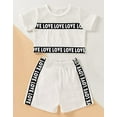 thumbnail image 5 of StylesILove Baby Toddler Girls Love Print Mesh Short Sleeve T-Shirt and Sporty Shorts 2pcs Activewear Outfit (White, 100/18-24 Months), 5 of 6
