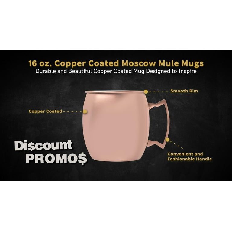 16 oz. Copper Coated Moscow Mule Mugs - 6 pack - Copper - Walmart.com