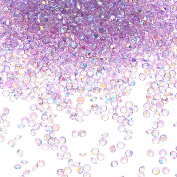 3600-Pack Acrylic Diamonds, 0.12 Inch/3mm Wedding Table Scatter Confetti Crystals, Acrylic Diamonds Gems [Purple AB]
