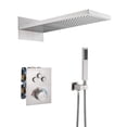 thumbnail image 1 of Mondawe Thermostatic Shower System,3 Functions Wall Mount Luxury Rainfall Shower Head with Handheld Sprayer, Wall Mounted, Solid Brass, Rough-in Valve Body and Trim Included, 1 of 8