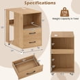 thumbnail image 3 of Gymax 2PCS End Table w/Built-in Charging Station USB Ports Outlets 2 Drawers 3 Shelves Natural, 3 of 10