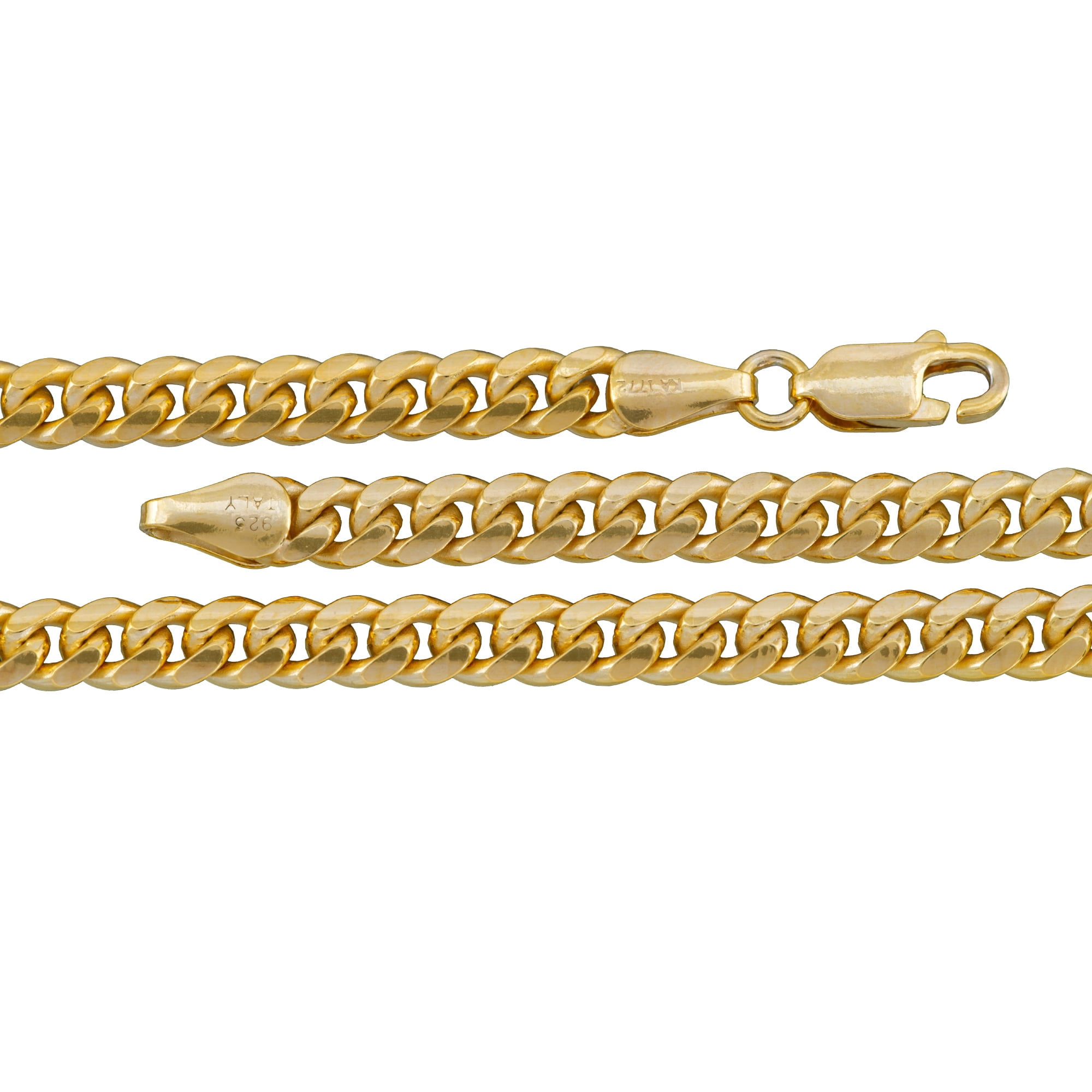 Brilliance Fine Jewelry 925 Sterling Silver Gold Plated Miami Cuban Chain Necklace, 24"
