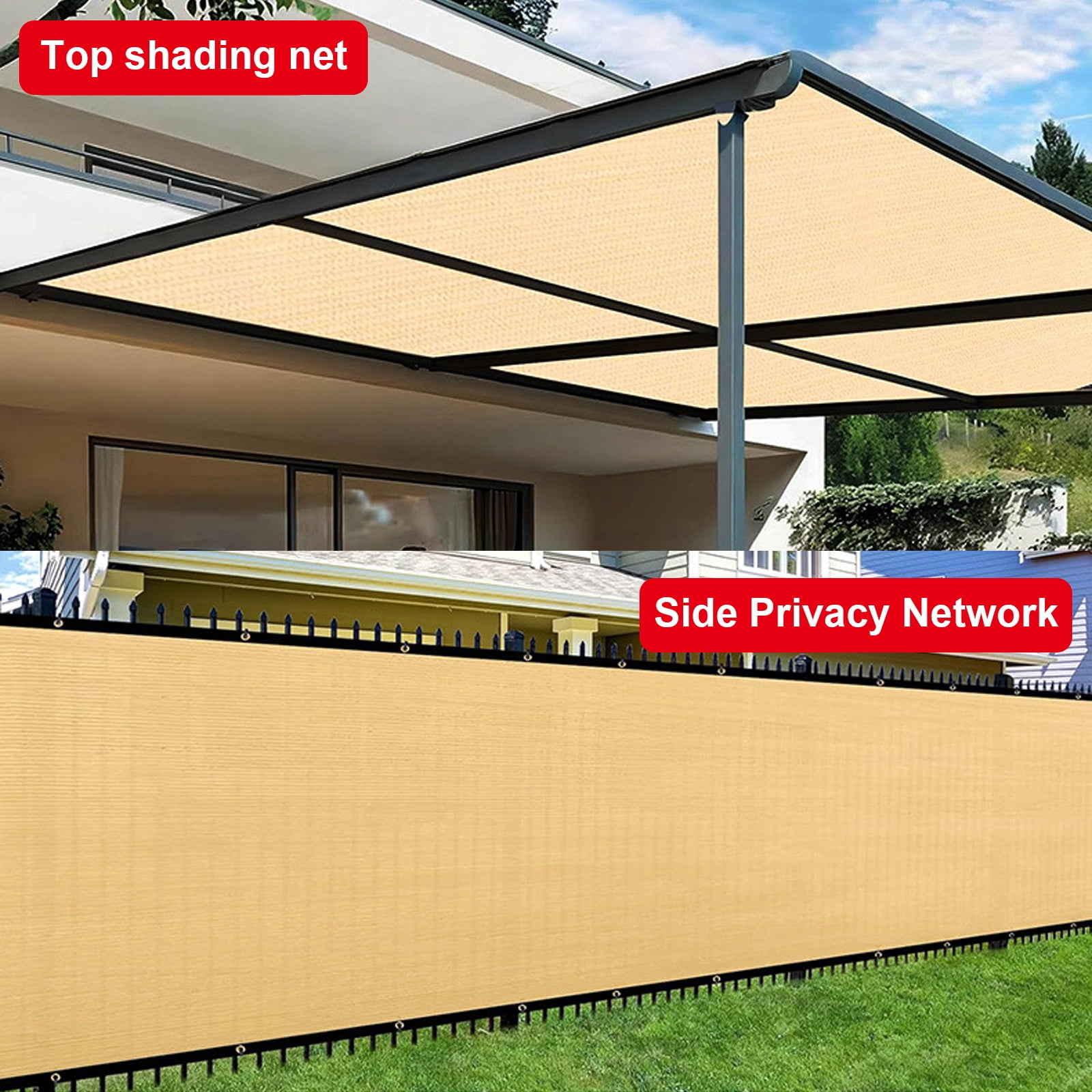 Sinkoo 95% Sun Shade Cloth, 10x20Ft, Outdoors Sunshade Shade Fabric Privacy Screen with Grommets for Outdoor Patio Garden Camping Fishing, Beige