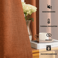 thumbnail image 2 of Yakamok Burnt Orange Linen Curtains 100% Blackout 84 Inches Long,Room Darkening Textured Curtains for Living Room Thermal Grommet Bedroom Curtains 2 Panels with Greyish White Liner, 2 of 7