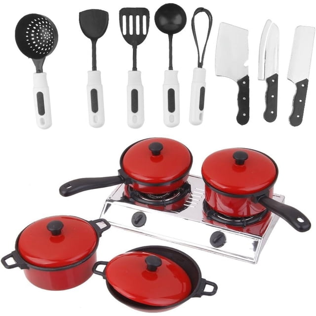 Juego de utensilios de cocina con imaginación, juego completo de accesorios de cocina para niños con comida de corte realista, plástico no tóxico para una diversión segura, las mejores herramientas