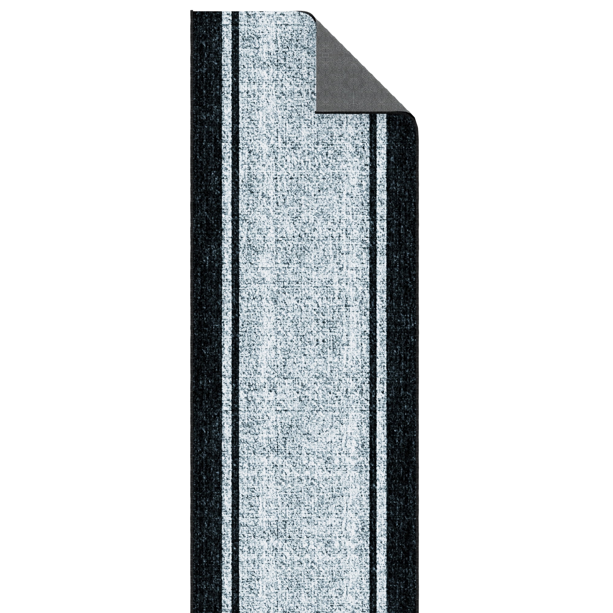 Ottomanson Aisle Runner Rug 1'10.5" x 27' Soft Non-Slip Indoor Rug, Border Gray