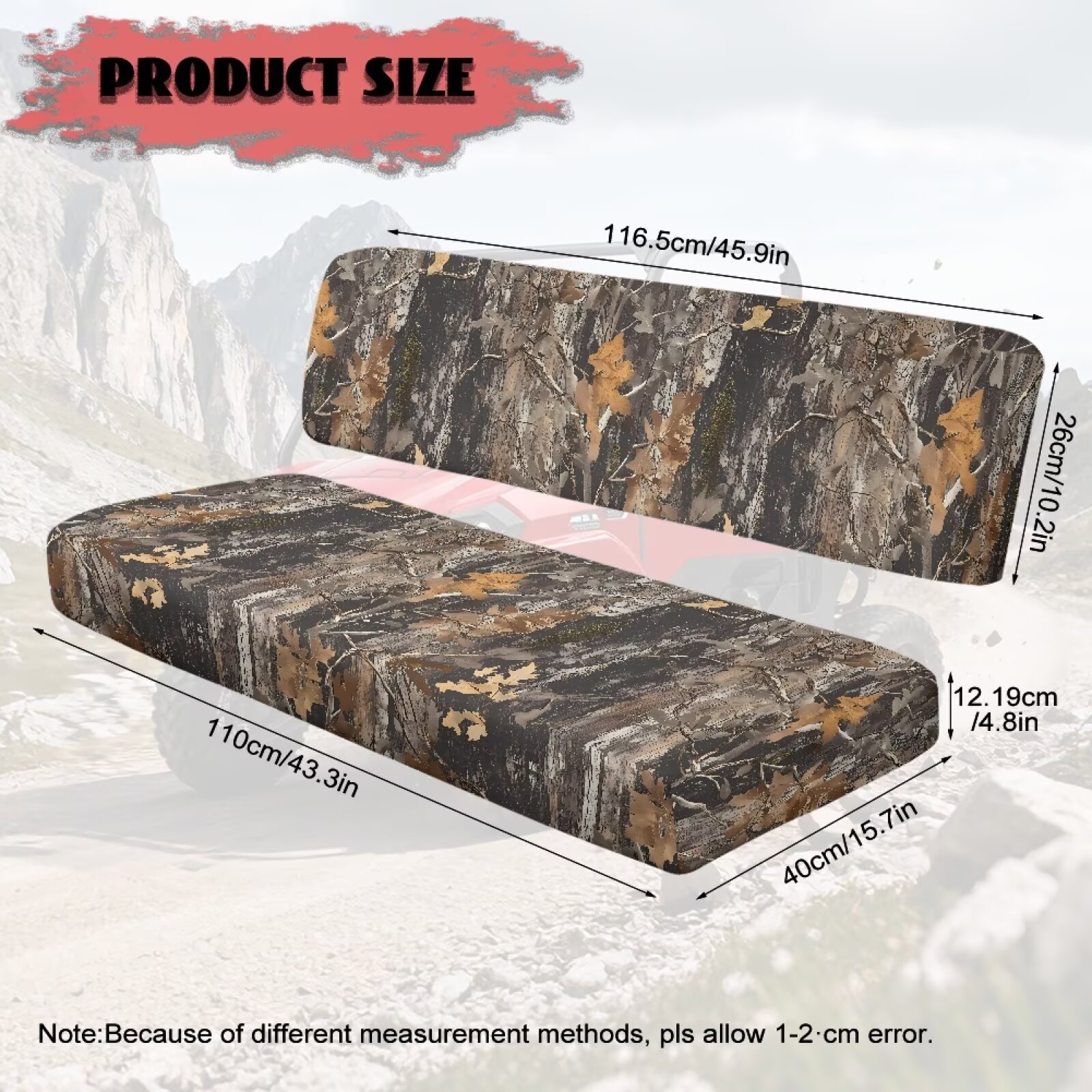Uorisanigo UTV Bench Seat Cover Set Compatible with Kawasaki Mule, Scratch-Proof Camo Hunting Print Front Bench Covers Protection, Accessories UTV Seat Cover Fit for Kawasaki Mule 4010