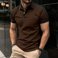 thumbnail image 2 of Huresd Men's Short Sleeve Polo Shirts Casual Slim Fit Fashion Cotton Shirt Coffee M, 2 of 5