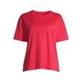 thumbnail image 3 of Time and Tru Womens Pima Cotton Boyfriend T-shirt, Solid, 3 of 6