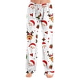 thumbnail image 2 of Christmas Pajama Pants for Women Comfy Christmas Deer Santa Claus Print Pjs Pants Soft Casual Sleep Lounge Pants Elastic Waist Pj Bottoms Hot Pink,M, 2 of 5