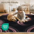 thumbnail image 4 of ODIKA 8'x10' Washable Area Rug Pink Smooth Grey Interlocking Wave Balanced Flow Motif Contemporary for Dining Room, Large Office, Lounge, Non-Slip Chair-Friendly Mat, 4 of 7