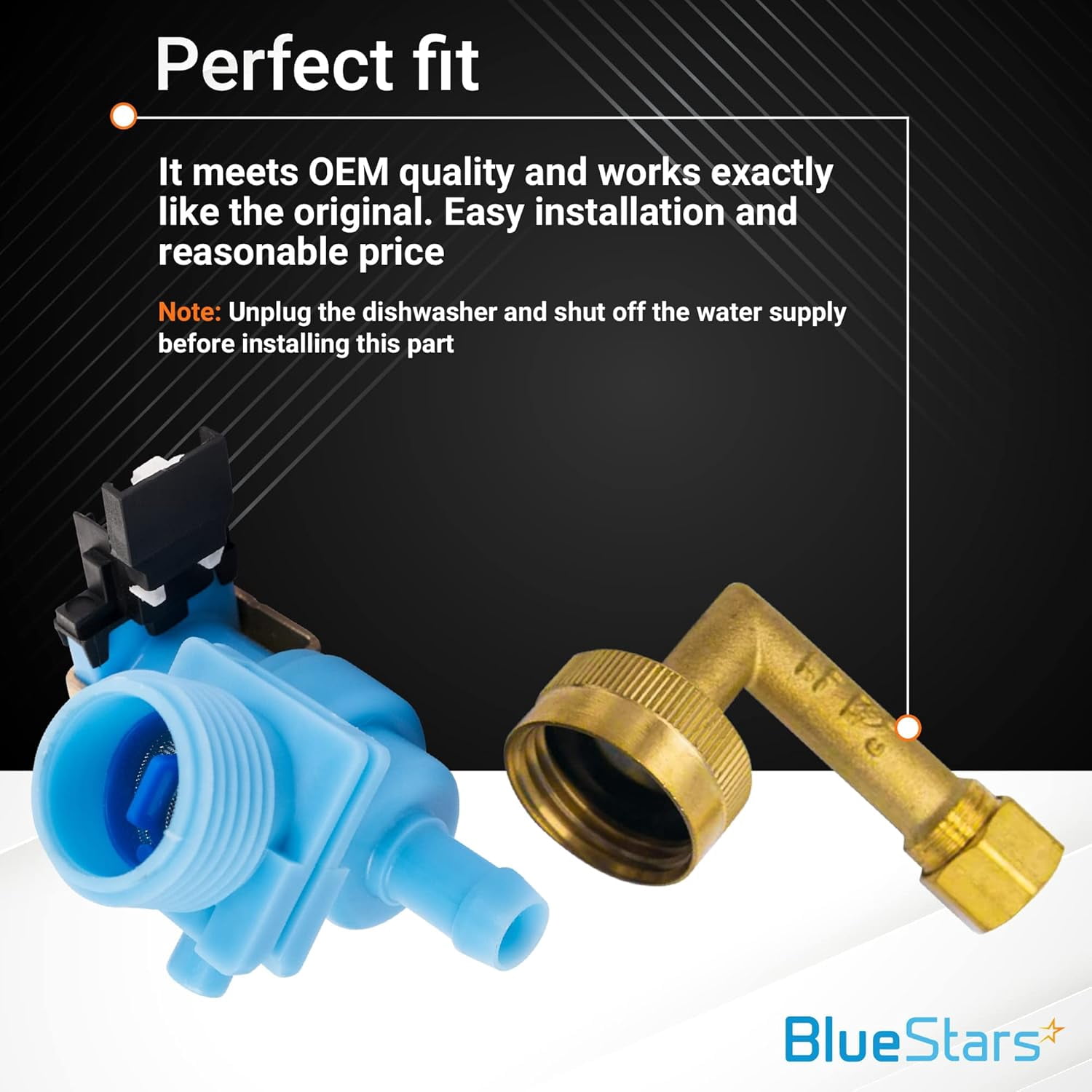 RVKXHD W10648041 Dishwasher Water Inlet Valve with Elbow Fitting - Compatible with Whirlpool Kenmore KitchenAid Dishwashers - Replaces W10195048 AP5802887 W10219505 PS8760080
