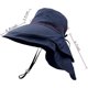 thumbnail image 2 of Sombreros de sol para mujer, protección UV, ala ancha, plegable, con agujero para cola de caballo, sombreros de playa con cubierta para el cuello para jardinería, 2 of 5