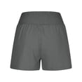 thumbnail image 5 of ZHYou High Waist Shorts for Women Smocked Waistband Casual Loose Fit Linen 5 Inch Summer Pull On Shorts with Pockets,Gray,Size M, 5 of 9