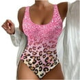 thumbnail image 2 of HaoXianJian Womens 1 Piece Swimsuit Gradient Color Leopard Print Bathing Suit Crew Neck Swim Suit Slim Swimwear Bodysuit, 2 of 3