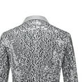 thumbnail image 5 of Men's Sparkly Suit Blazers Slim Fit Party Sequin Shiny Blazer Jackets Lapel Collar Long Sleeve Festive Outfits (2XL, Gray), 5 of 5
