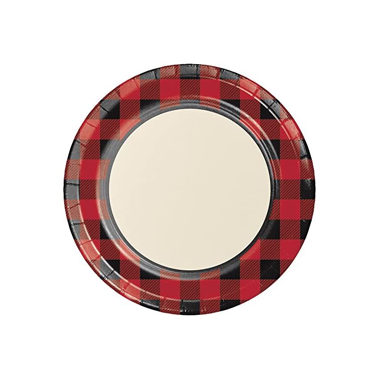 321825 96 Count Sturdy Style Dinner/Large Paper Plates, Buffalo Plaid