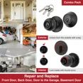 thumbnail image 3 of Keyed Entry Ball Doorknob and  Single-Cylinder Deadbolt Combo Pack — Stainless Steel Finish, Exterior Door Security Set for Home & Apartment, Includes Keys, Easy Install(black), 3 of 7