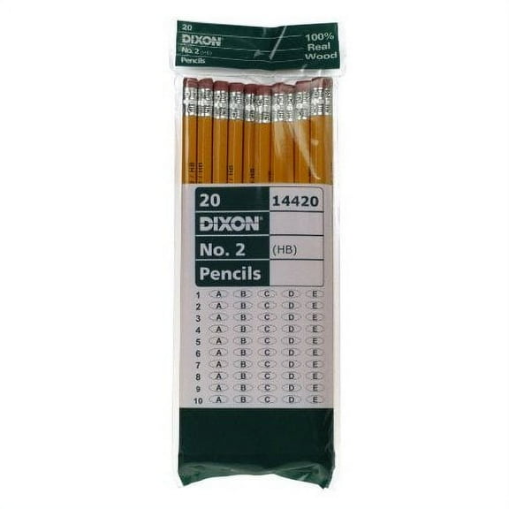 Dixon No. 2 Yellow Pencils Wood-Cased Black Core 20-Count (14420)