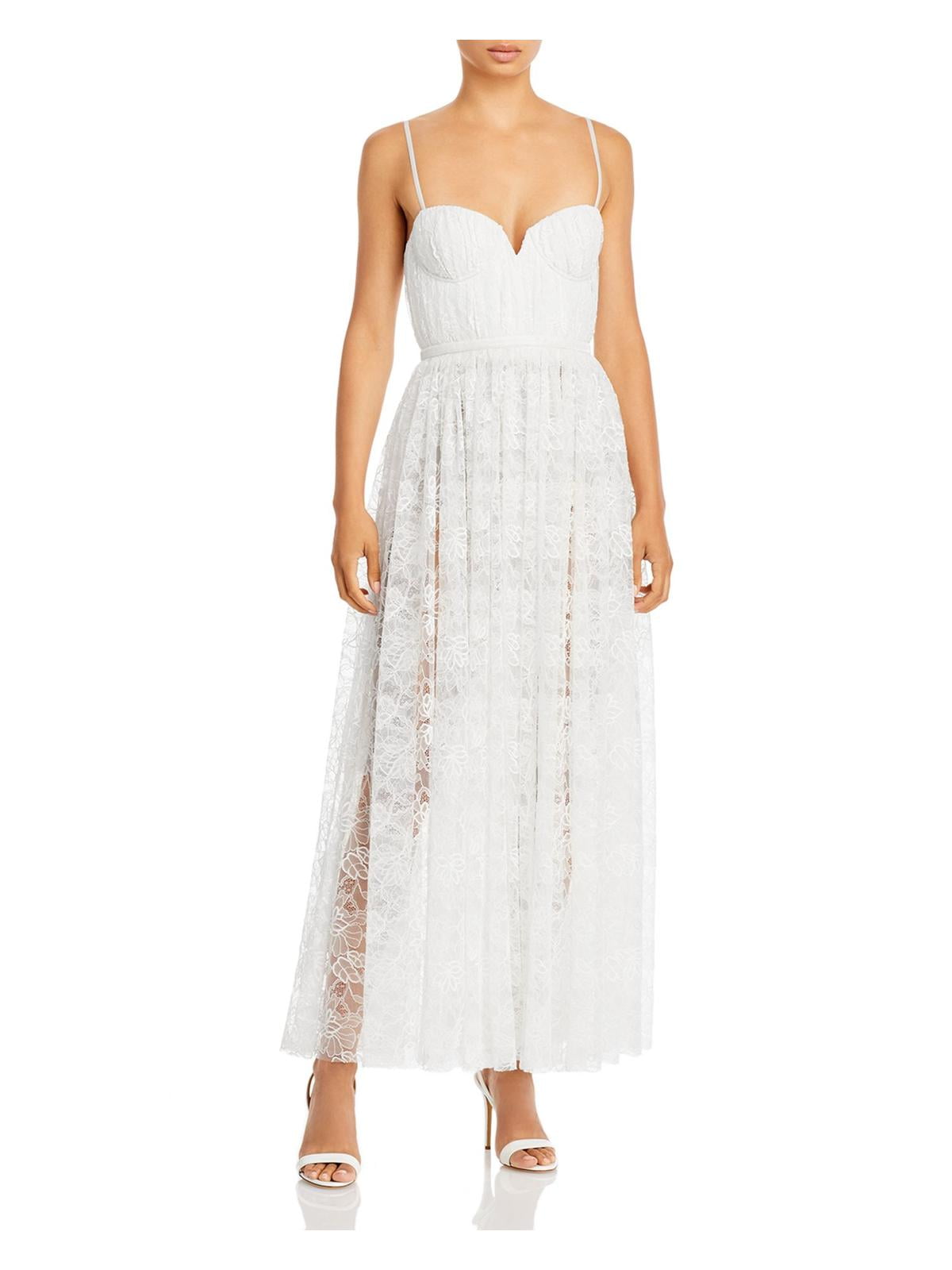 Sau Lee Womens Selena Lace Long Evening Dress White 8 - Walmart.com