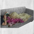 thumbnail image 6 of Floral Soft Flannel Fleece Throw Blanket, Vintage Illustration of Oleander Flowers Distressed Retro Background, Cozy Plush for Indoor and Outdoor Use, 60" x 80", Pink Green Pale Yellow, by Ambesonne, 6 of 6