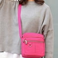 thumbnail image 6 of Xeie Thuk Women's Simple Nylon Multi Pocket Solid Color Casual Crossbody Bag Crossbody Bag, Red, 1-Piece, 6 of 12