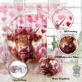 thumbnail image 3 of Valentines Day Shower Curtain, Cute Highland Cattle Roses Flowers Bath Curtain, Modern Farmhous Pink Art Waterproof Fabric with Hooks Shower Cutain Sets, 72X72in, 3 of 6