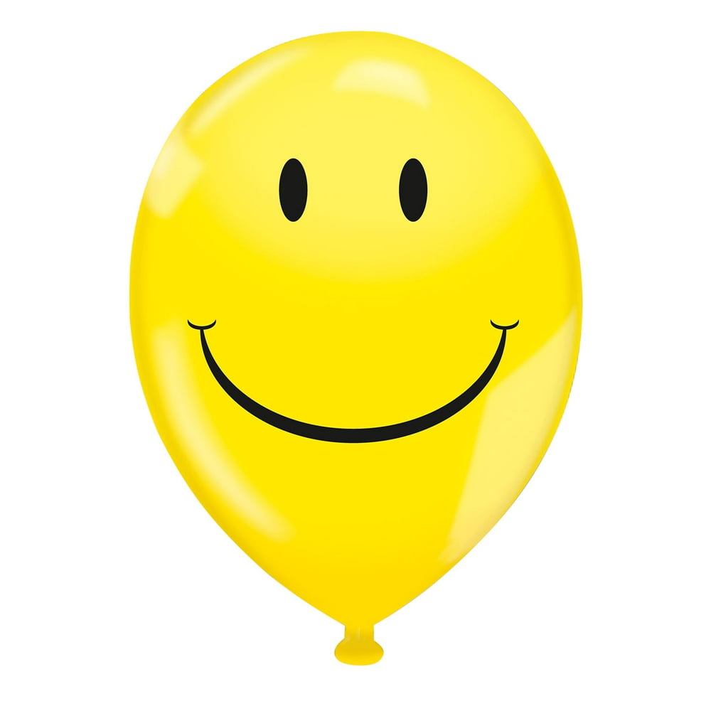 17" Balloons - Yellow Smiley Face Balloon - Pack of 72 - Walmart.com