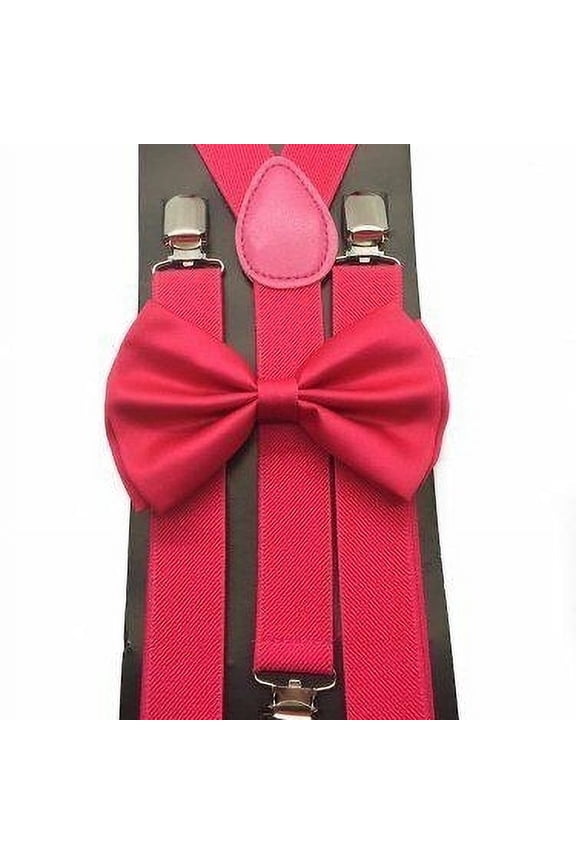 Hot Pink Bowtie and Matching Suspenders Set Wedding Prom Teens Adult - New with box/tags