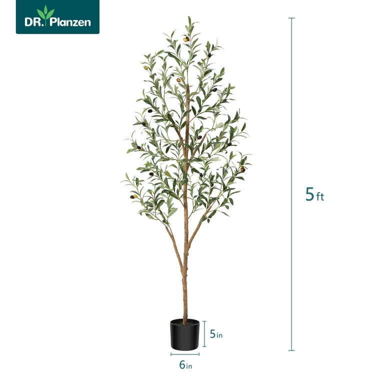 2-Pack 6 FT Tall Faux Olive Plants Artificial Olive Tree w/Leaves & Fruits  Green