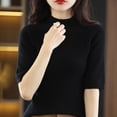 thumbnail image 3 of Pink Season Women T-shirt Round Neck Half Sleeves Loose Fit Knitting Pullover Leisure Wear Solid Color Ladies Top Blouse Spring Summer Knitted Shirt Casual Wear, 3 of 8