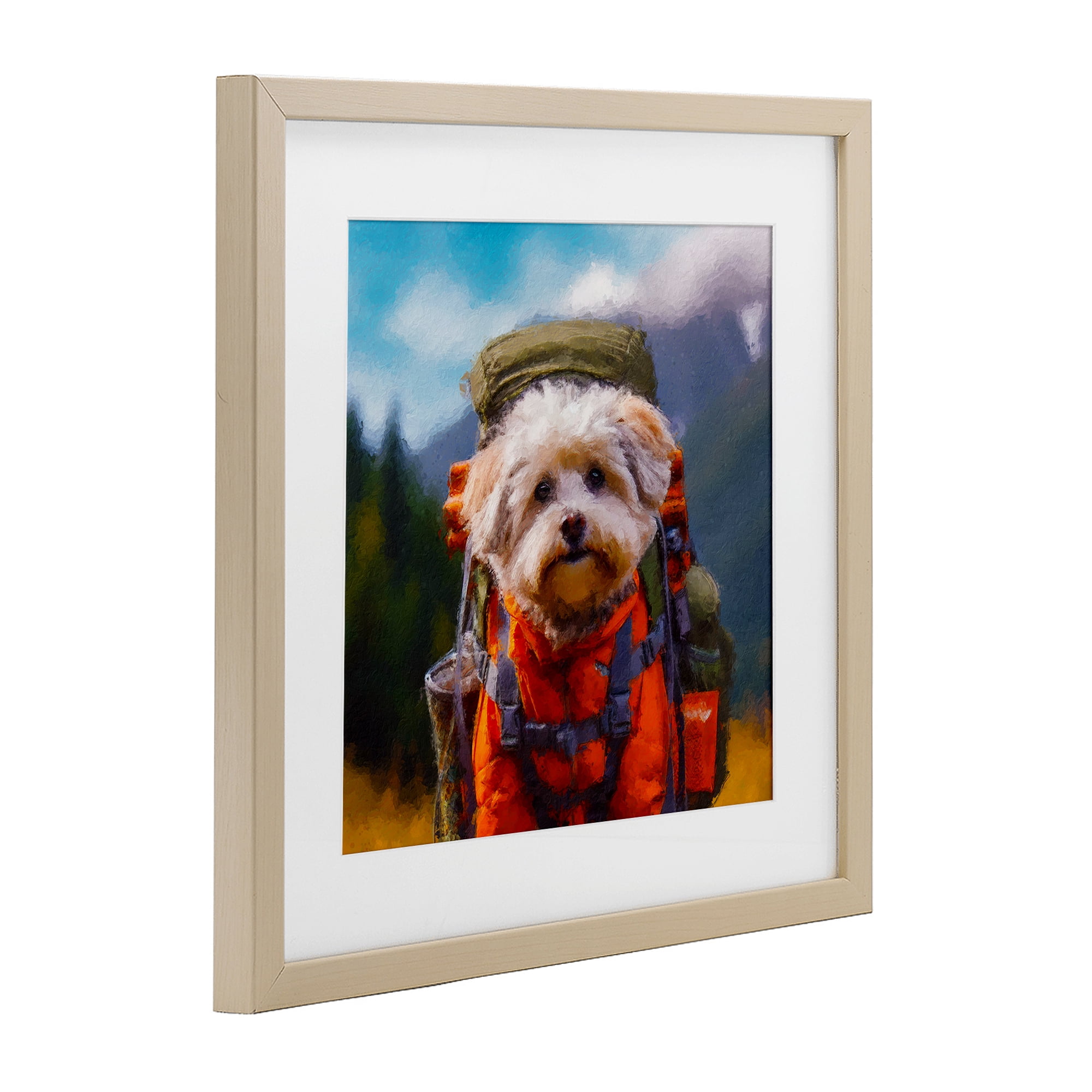Stupell Industries Adventuring Hiker Dog Birch Framed Print Under Glass, design by Sean Parnell