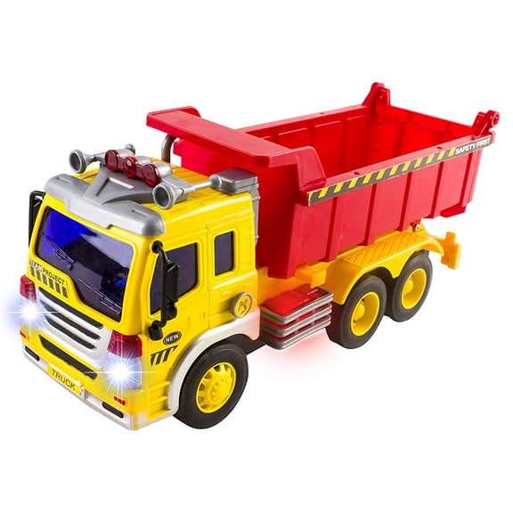 Vokodo Construction Garbage Truck With Lights And Sounds Lift Up Back Friction Powered Durable Kids Dump Sanitation Push And Go Toy Car Pretend Play Vehicle Great Gift For Children Boys Girls Toddlers
