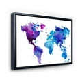 thumbnail image 3 of Designart 'Blue and Purple Map Of The World' Modern Framed Canvas Wall Art Print, 3 of 5