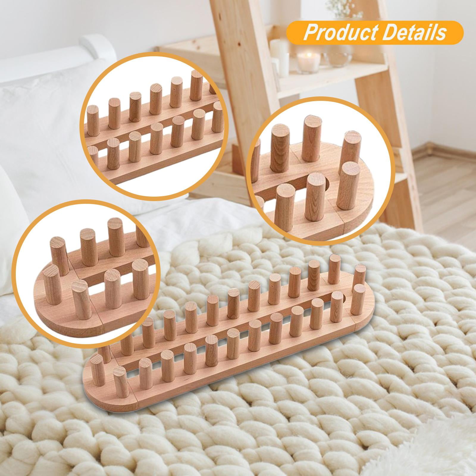 Blanket Knitting Loom Wooden Peg Frame Adjustable Size for DIY Chunky Throw Blankets Weaving at Home