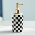 thumbnail image 3 of Checkered Ceramic Soap Dispenser with Rust Proof Gold Matte Pump Decorative Soap Dispenser for Bathroom or Kitchen (Black & White), 3 of 9