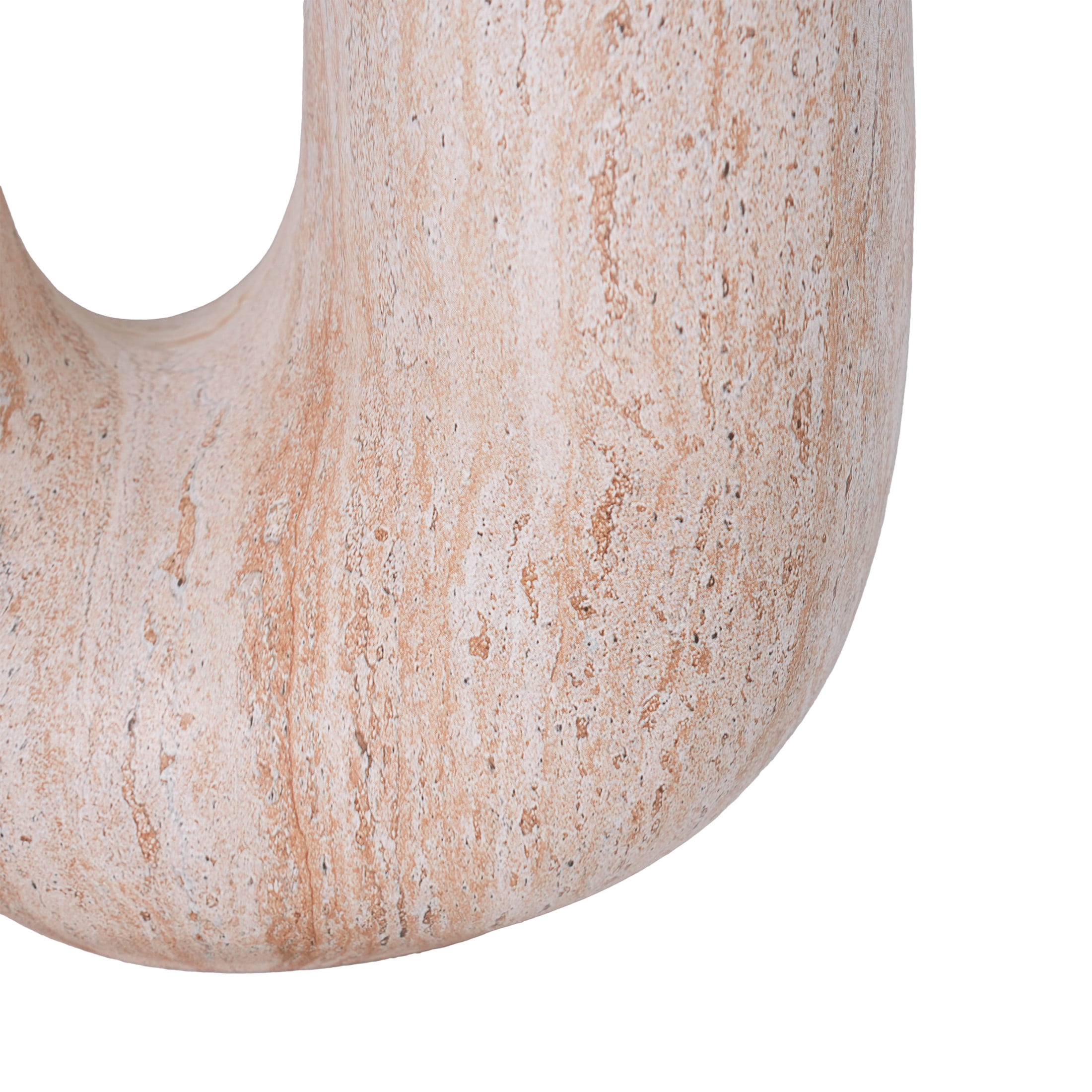 Christopher Knight Home 18.9" U-Shaped MGO Stone Marble Accent Side Table, Indoor Outdoor Use, Beige