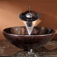 thumbnail image 3 of KRAUS Pluto Glass Vessel Sink in Brown with Waterfall Faucet in Oil Rubbed Bronze, 3 of 6