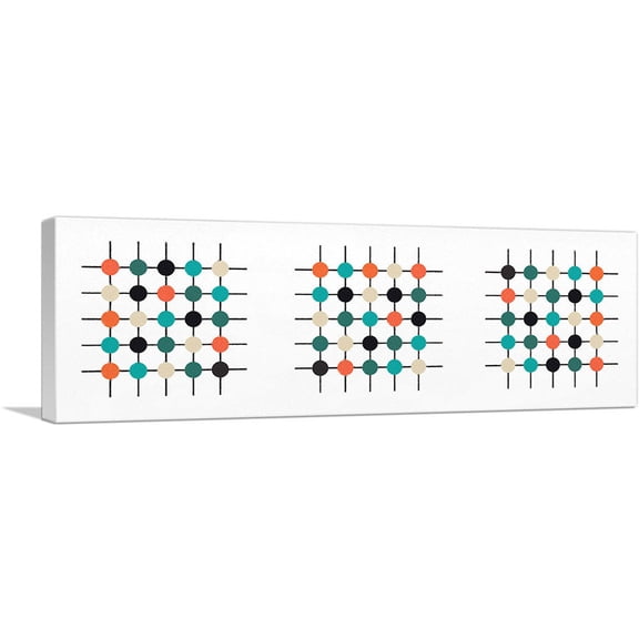 ARTCANVAS Mid-Century Modern Connect the Dots No. 2 Canvas Art Print - Size: 36" x 12" (0.75" Deep)