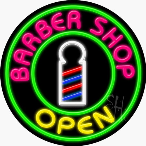 New Barber Shop Open Oval Neon Sign 20"x16" Real Glass Lamp Lighting Room Decor 